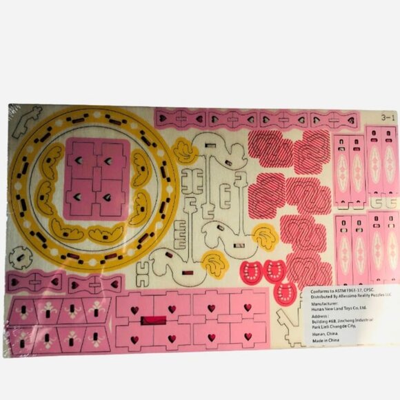 Alessimo Pink Merry Go Round 3D Wood Reality Puzzle Carousel NEW Sealed Ages 8+ - Picture 3 of 3